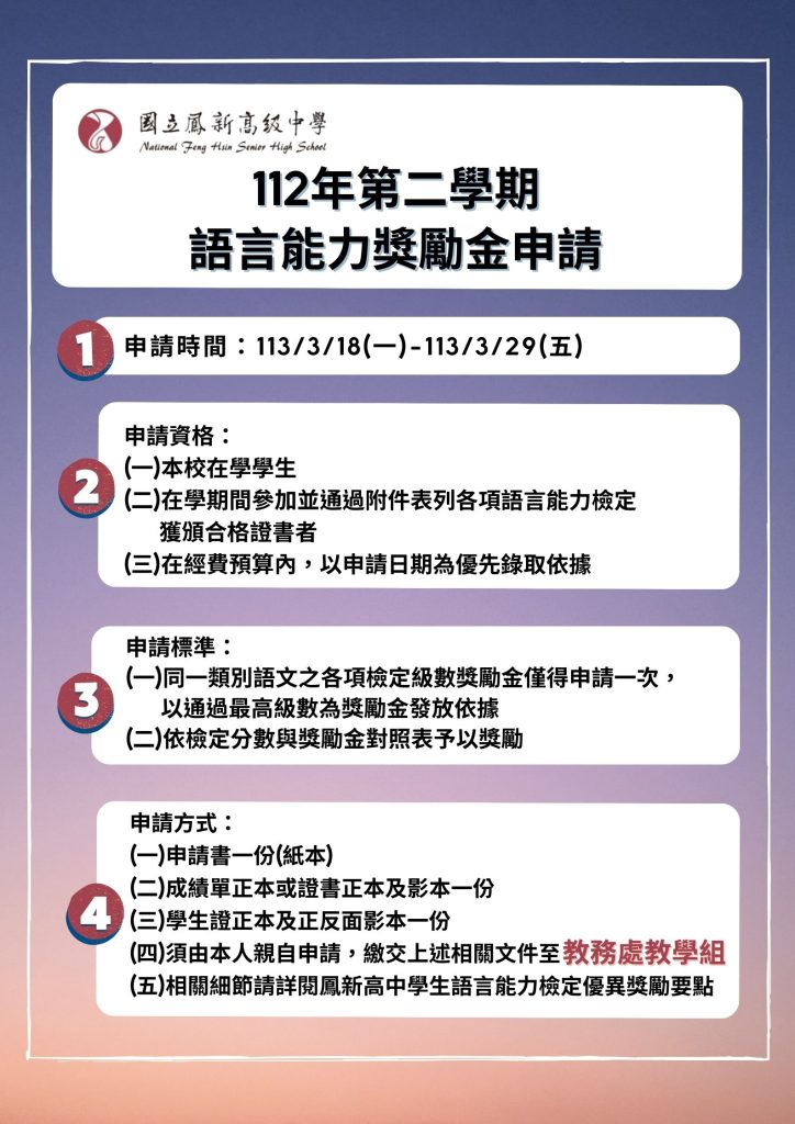 112年第二學期語言能力獎勵金申請