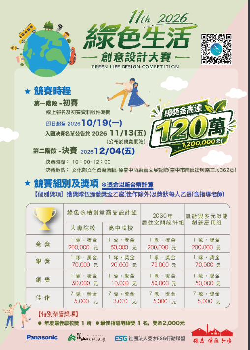 第十一屆2026綠色生活創意設計大賽海報